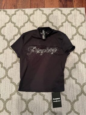 PLAYBOY Black Logo Tag Tee
